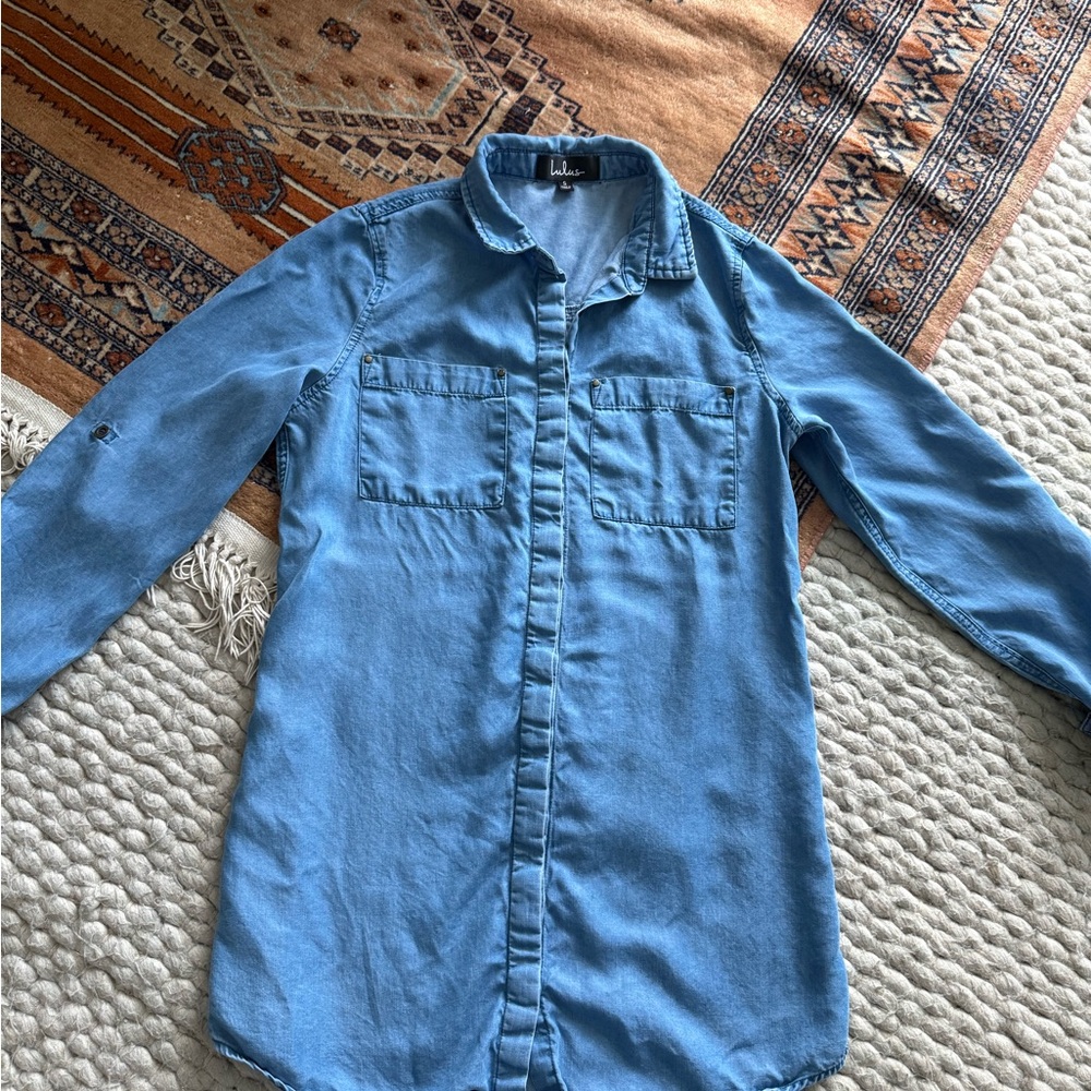Lulus Denim Mini Dress or Long Denim Button-Up: Small